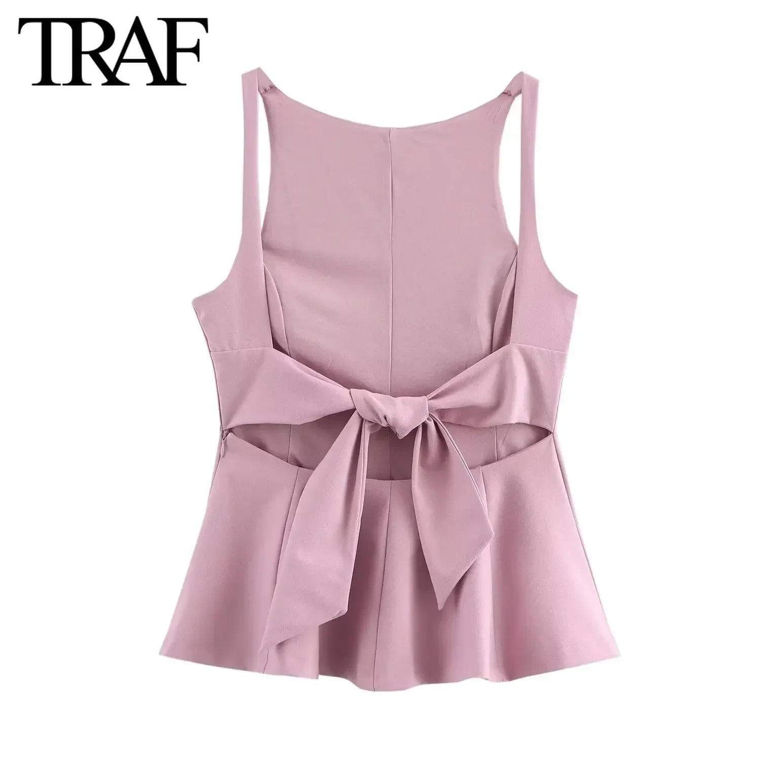 CHIC BACKLESS CROPPED BLOUSE