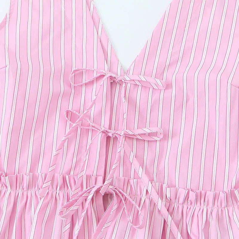 ELEGANT STRIPED LACE-UP TOP