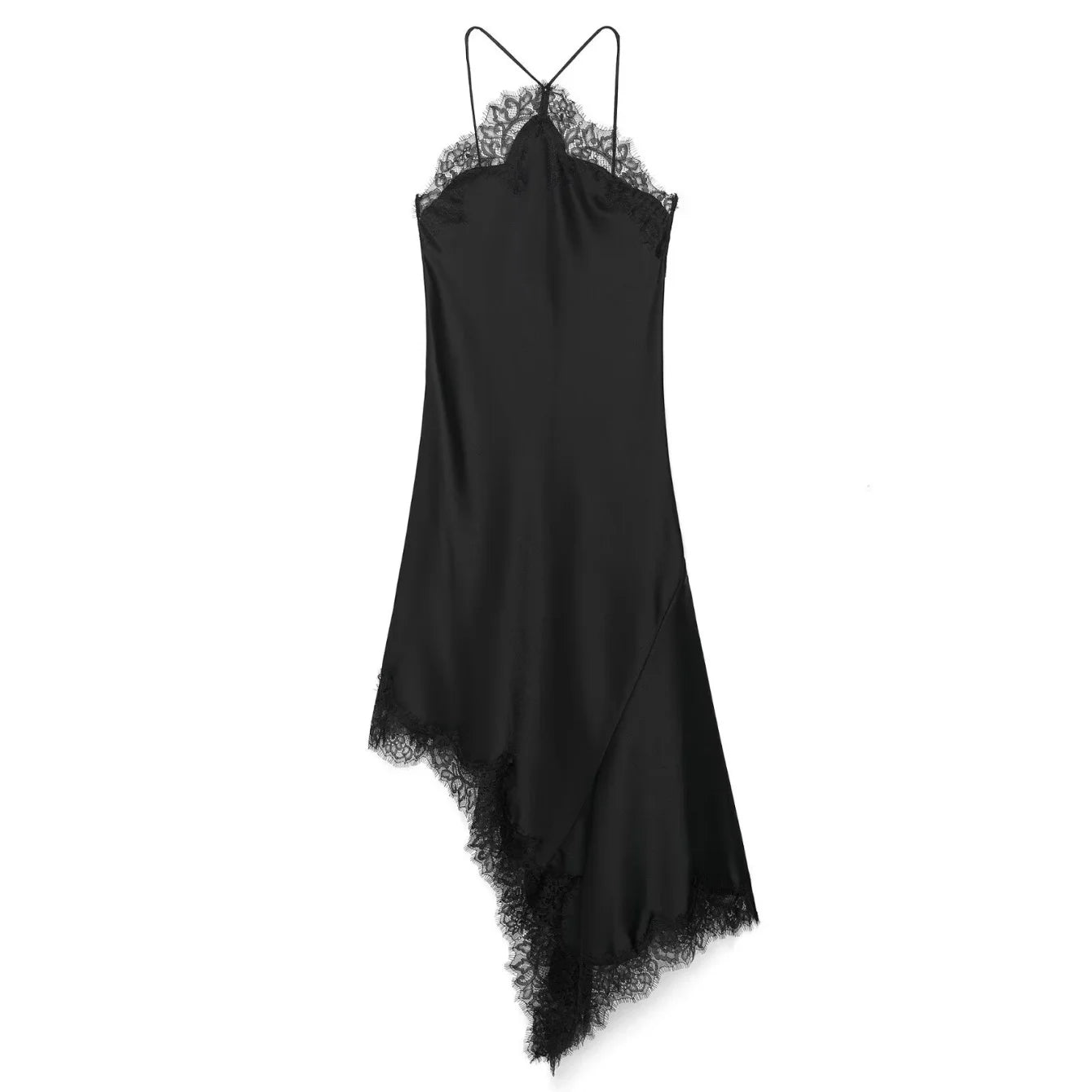 SEXY SATIN & LACE SLIP DRESS