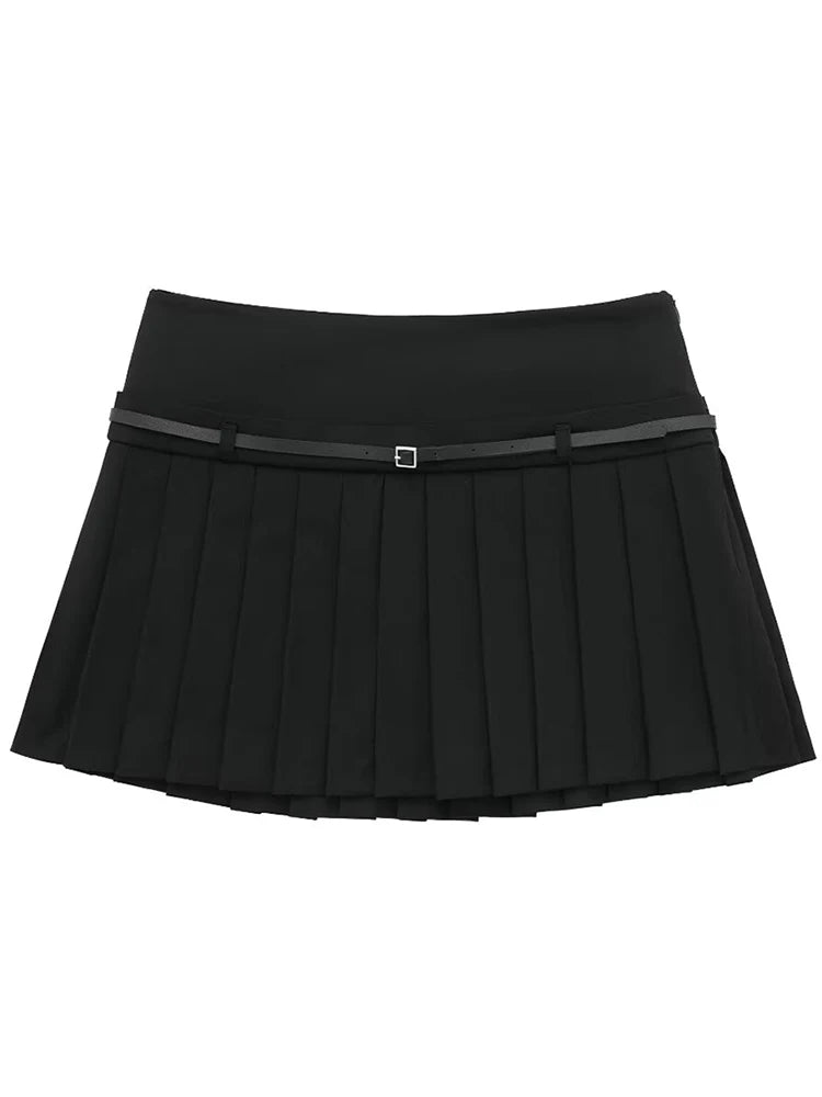 SOLID COLOR PLEATED MINI SKIRT
