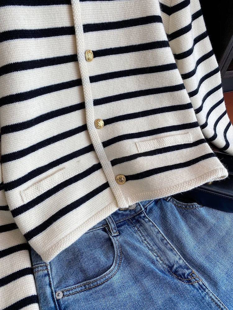 STRIPED KNITTED CARDIGAN