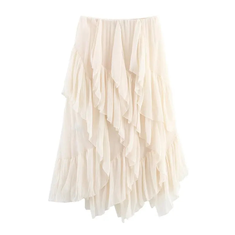 CHIC LAYERED MIDI SKIRT – A-LINE FIT