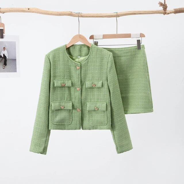Elara Tweed Jacket And Skirt Set