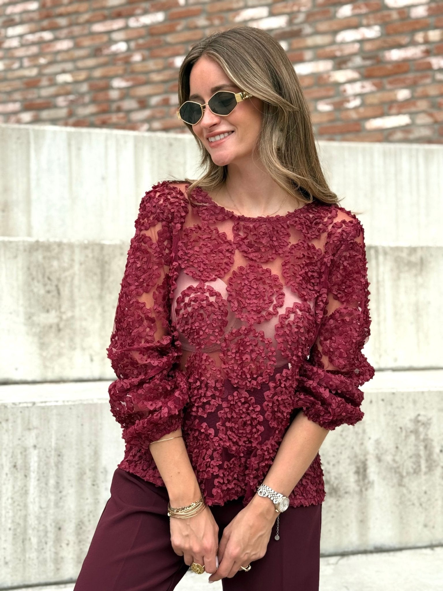 La blouse Georgia bordeaux