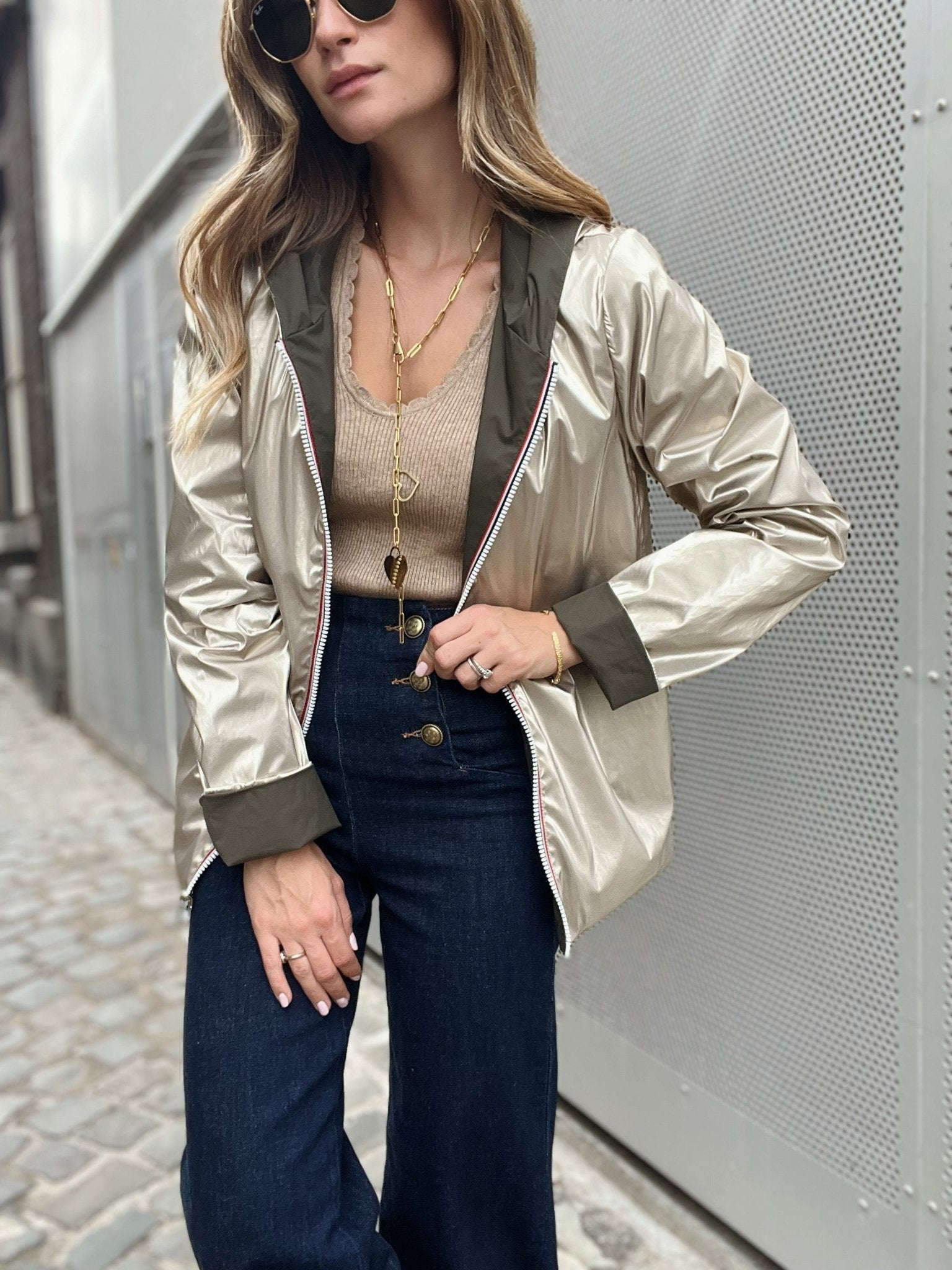 La veste Daphne courte reversible kaki