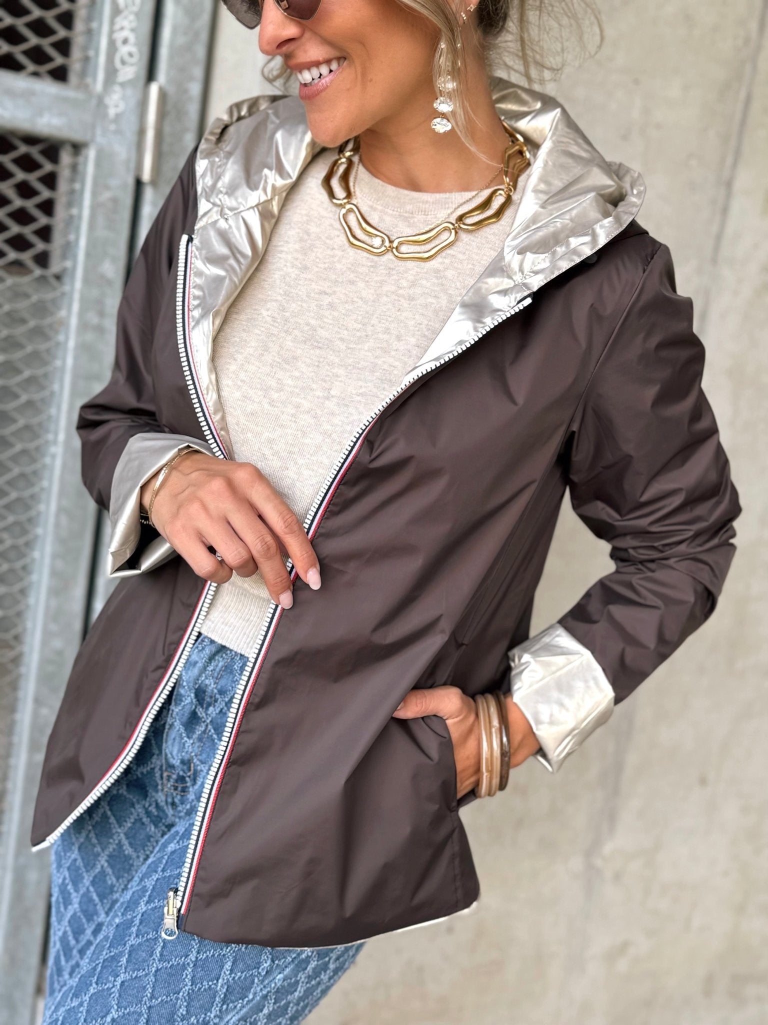 La veste Daphne réversible marron