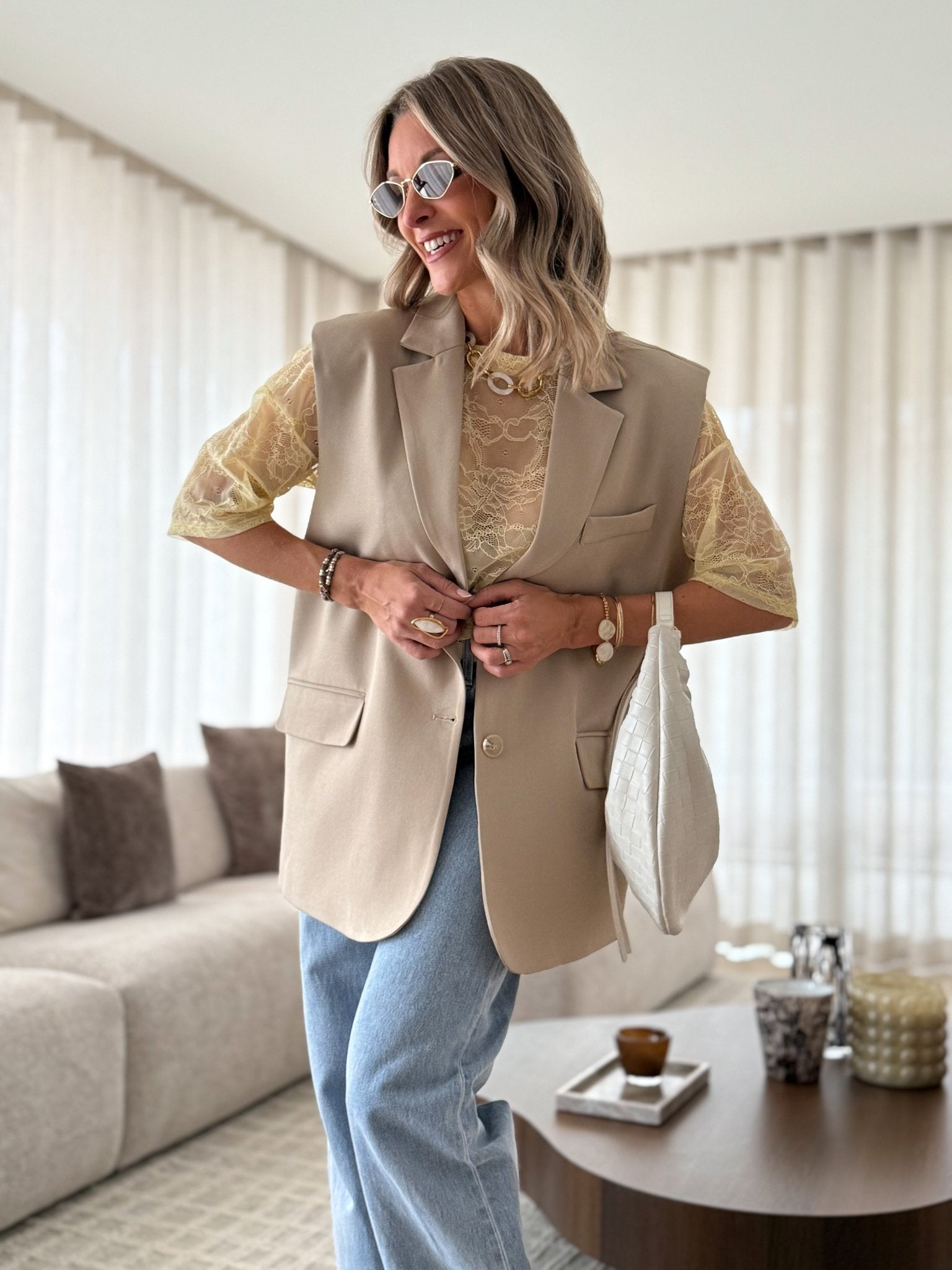 Le blazer sans manche Oria beige