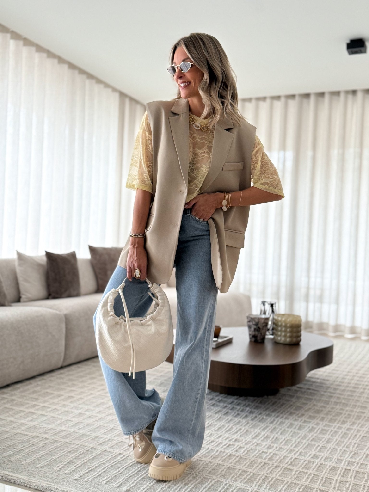 Le blazer sans manche Oria beige