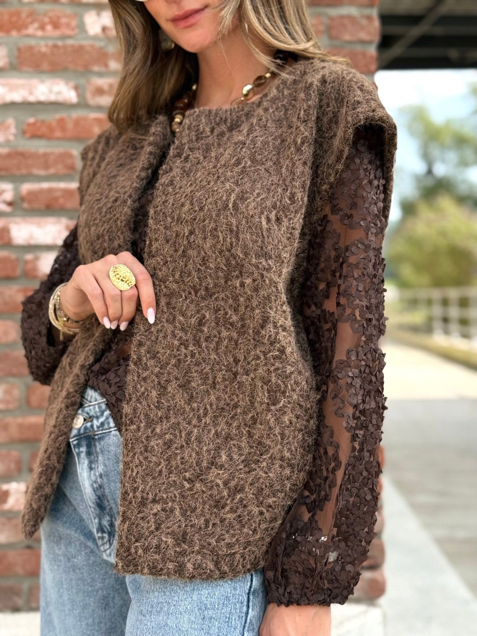 Le gilet sans manche clara marron