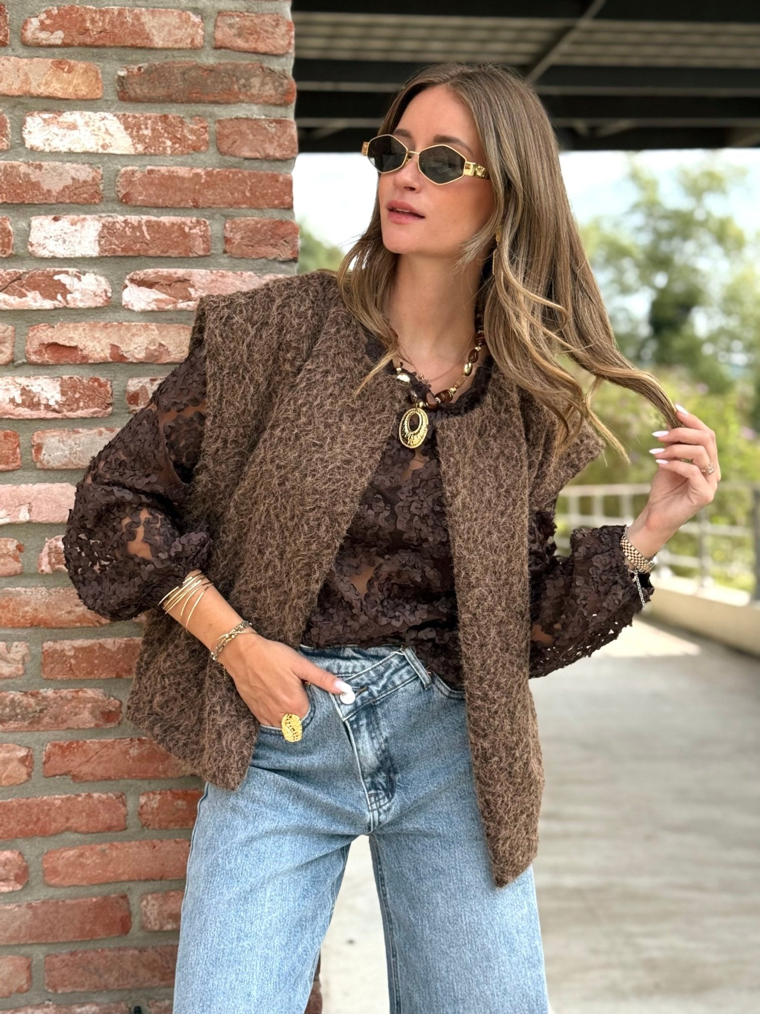 Le gilet sans manche clara marron