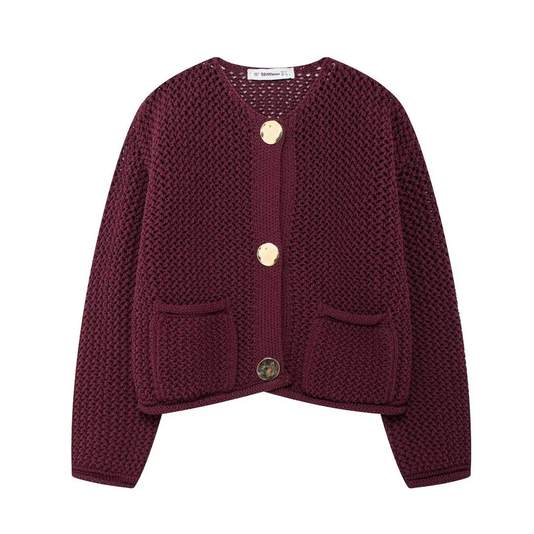 RETRO CLASSIC KNIT BUTTON CARDIGAN