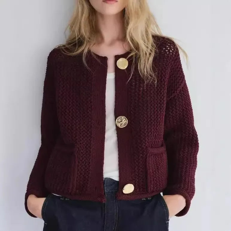 RETRO CLASSIC KNIT BUTTON CARDIGAN
