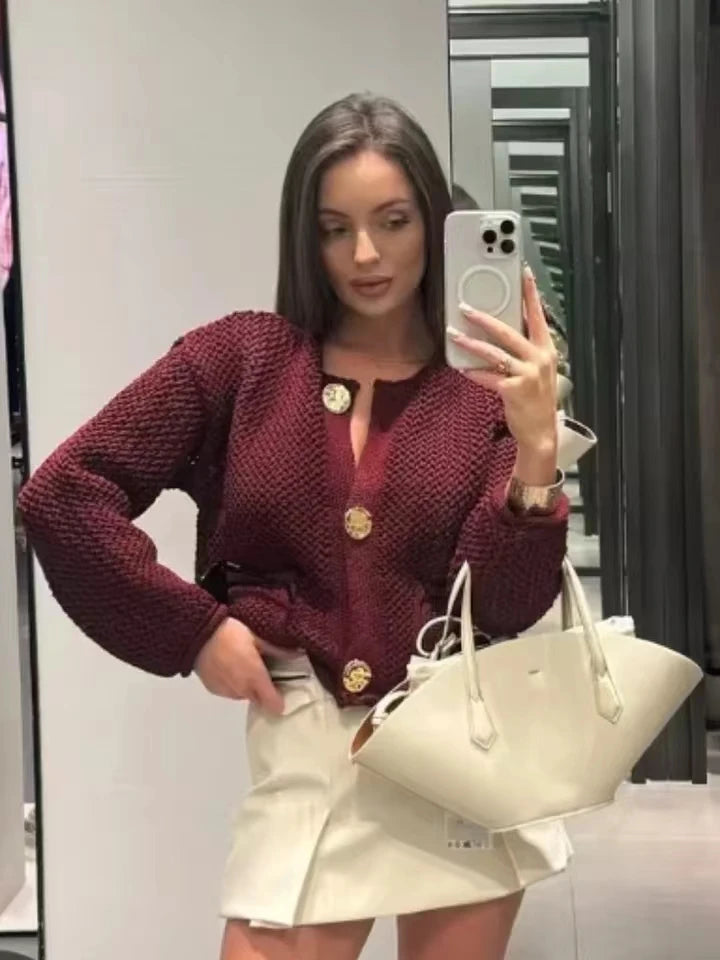 RETRO CLASSIC KNIT BUTTON CARDIGAN