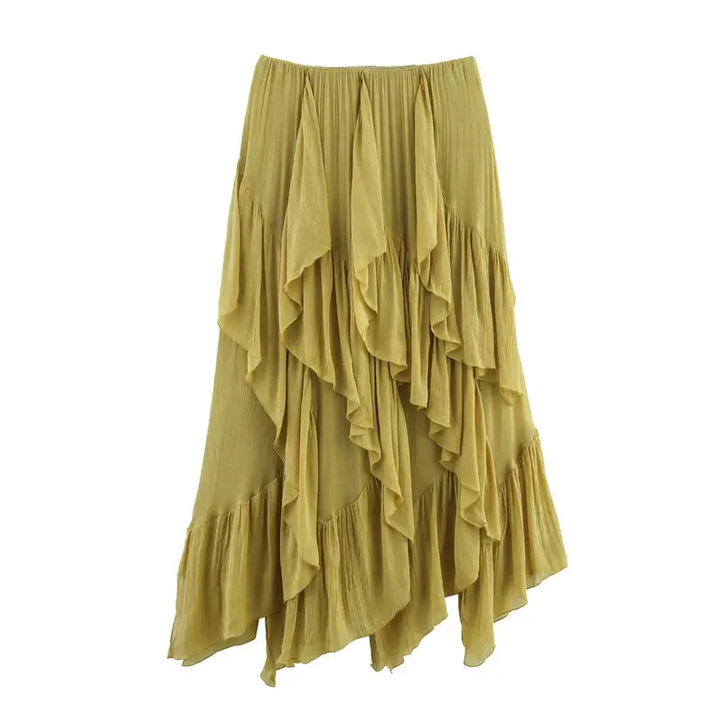 CHIC LAYERED MIDI SKIRT – A-LINE FIT