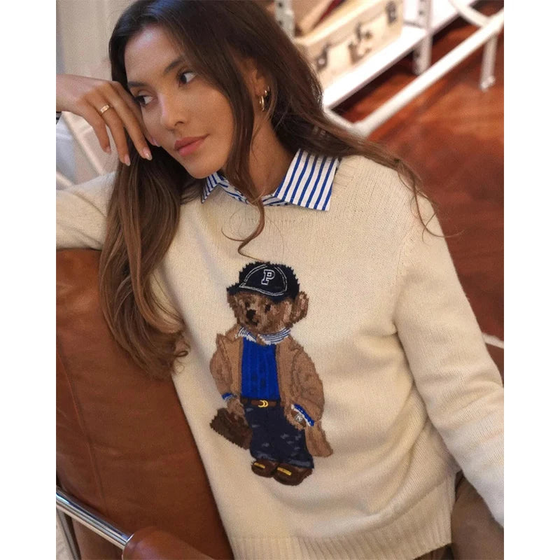 LUXURY BEAR JACQUARD KNIT SWEATER