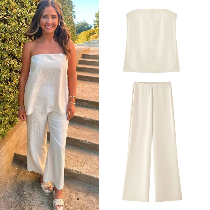 ELEGANT SATIN TWO-PIECE SET