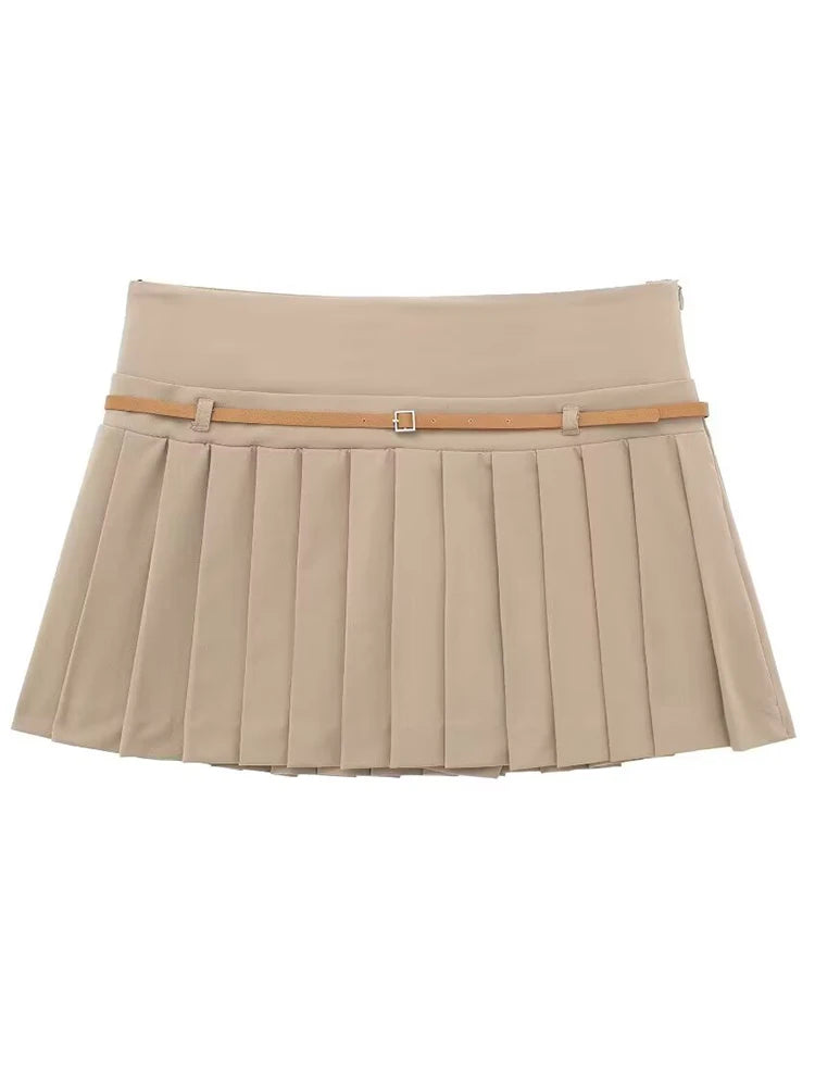SOLID COLOR PLEATED MINI SKIRT