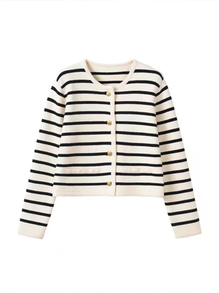 STRIPED KNITTED CARDIGAN