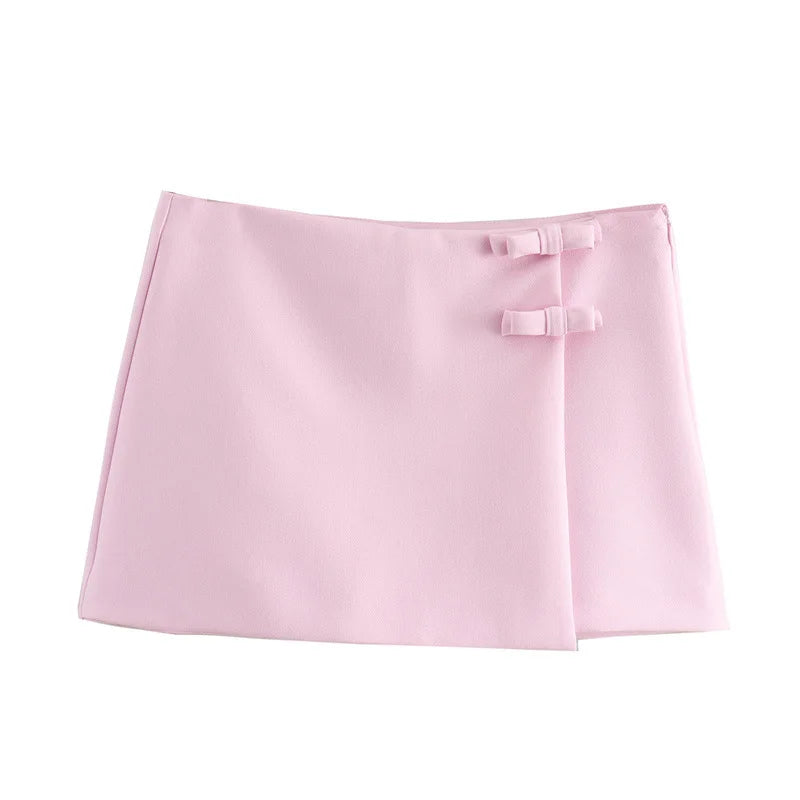 ASYMMETRIC CYBER PINK LOW-RISE SKIRT WITH BRALETTE