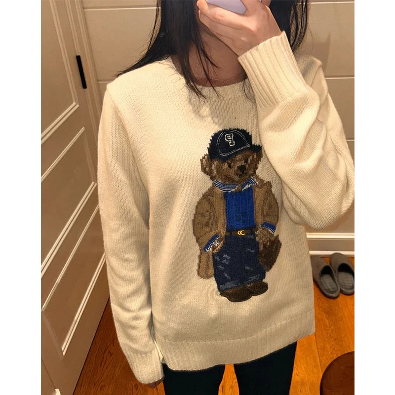 LUXURY BEAR JACQUARD KNIT SWEATER