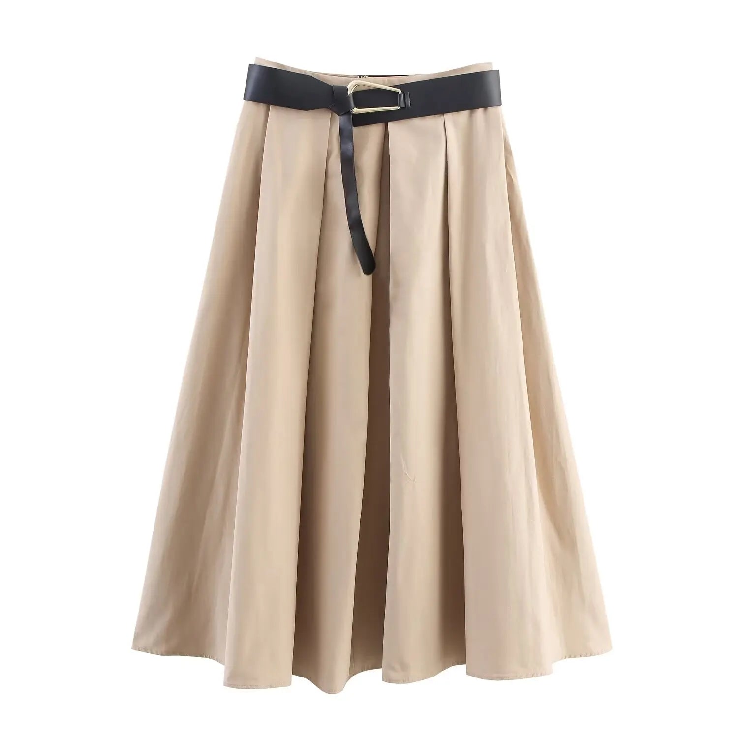 ELEGANT BELTED A-LINE SKIRT