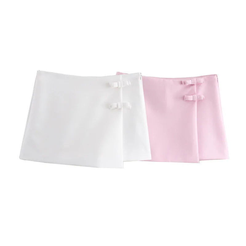 ASYMMETRIC CYBER PINK LOW-RISE SKIRT WITH BRALETTE