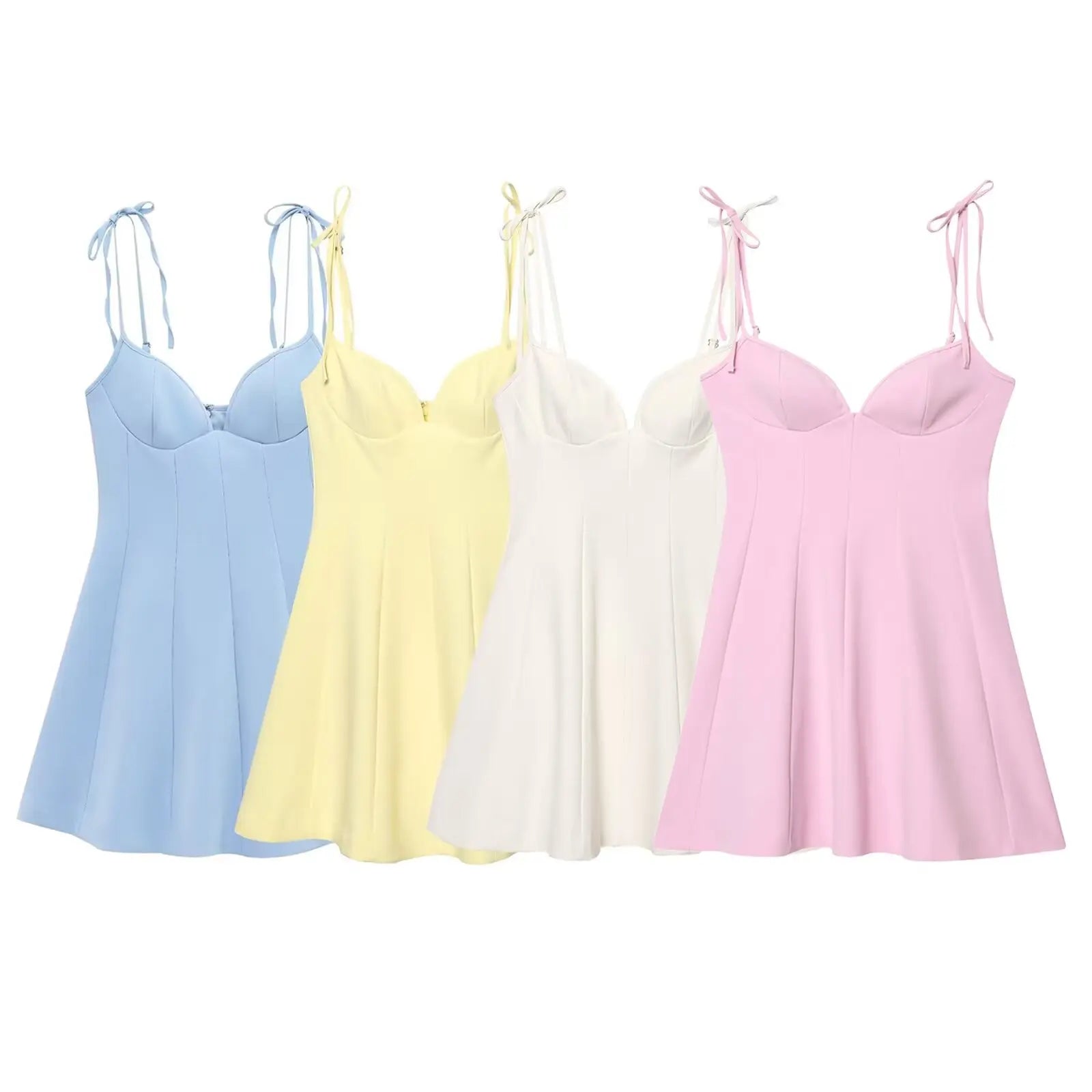 CUTE BOW-DETAIL STRAPPY MINI DRESS