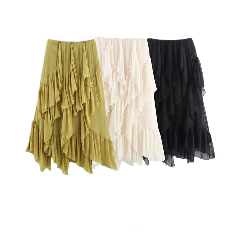 CHIC LAYERED MIDI SKIRT – A-LINE FIT