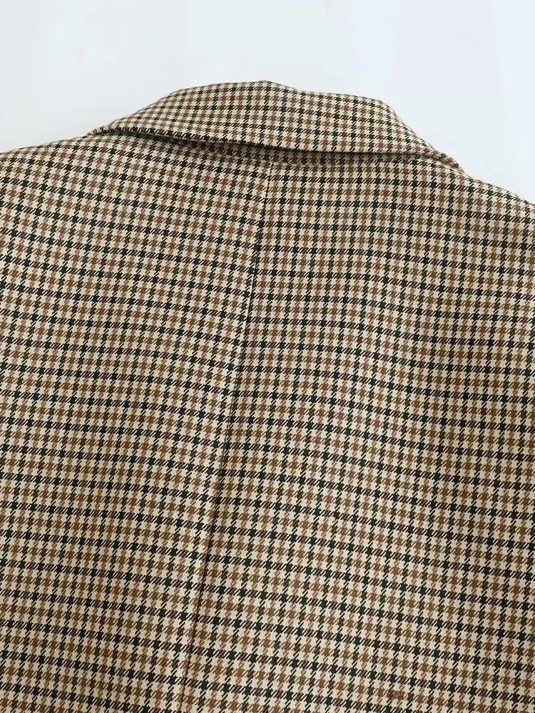 VINTAGE DOUBLE-BREASTED PLAID BLAZER