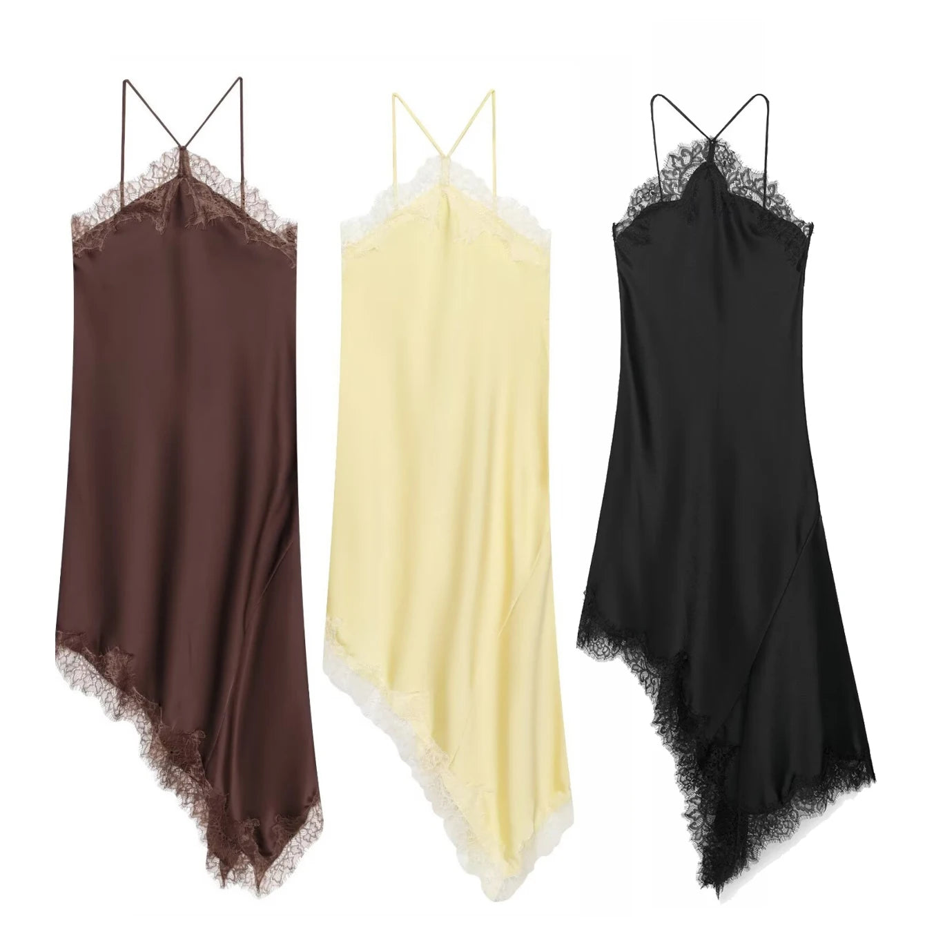 SEXY SATIN & LACE SLIP DRESS