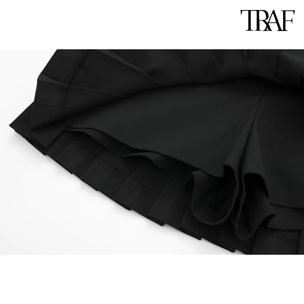 SOLID COLOR PLEATED MINI SKIRT