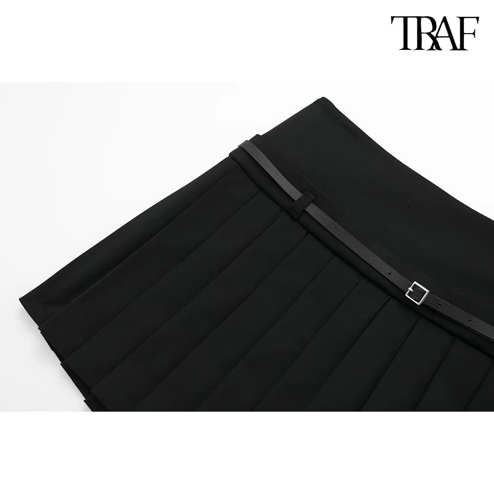 SOLID COLOR PLEATED MINI SKIRT