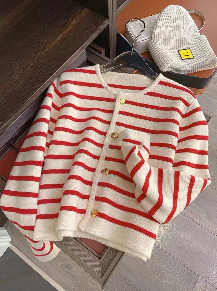 STRIPED KNITTED CARDIGAN