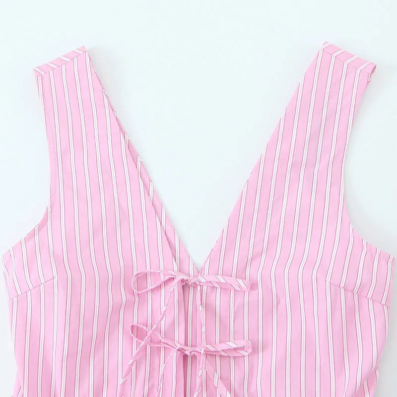 ELEGANT STRIPED LACE-UP TOP