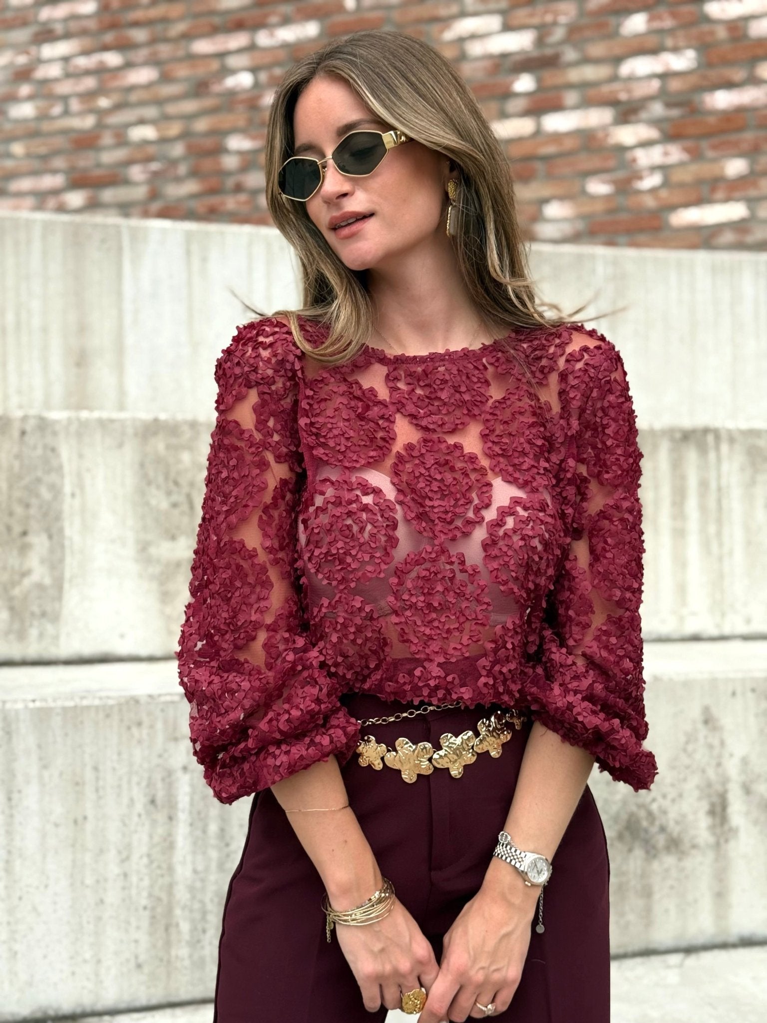 La blouse Georgia bordeaux