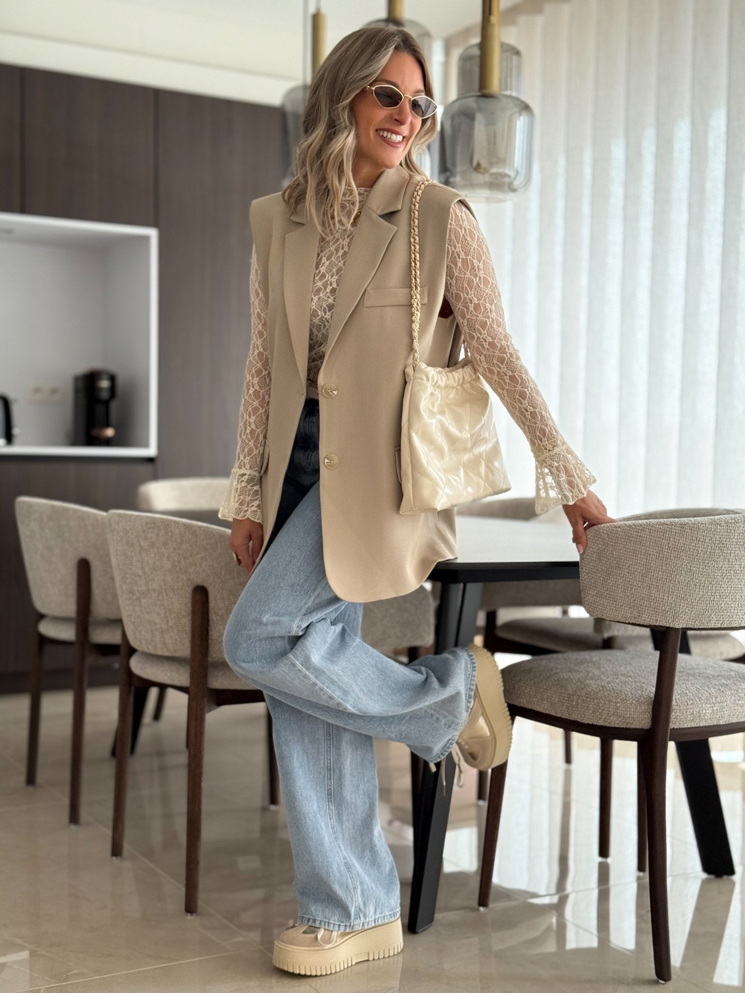 Le blazer sans manche Oria beige